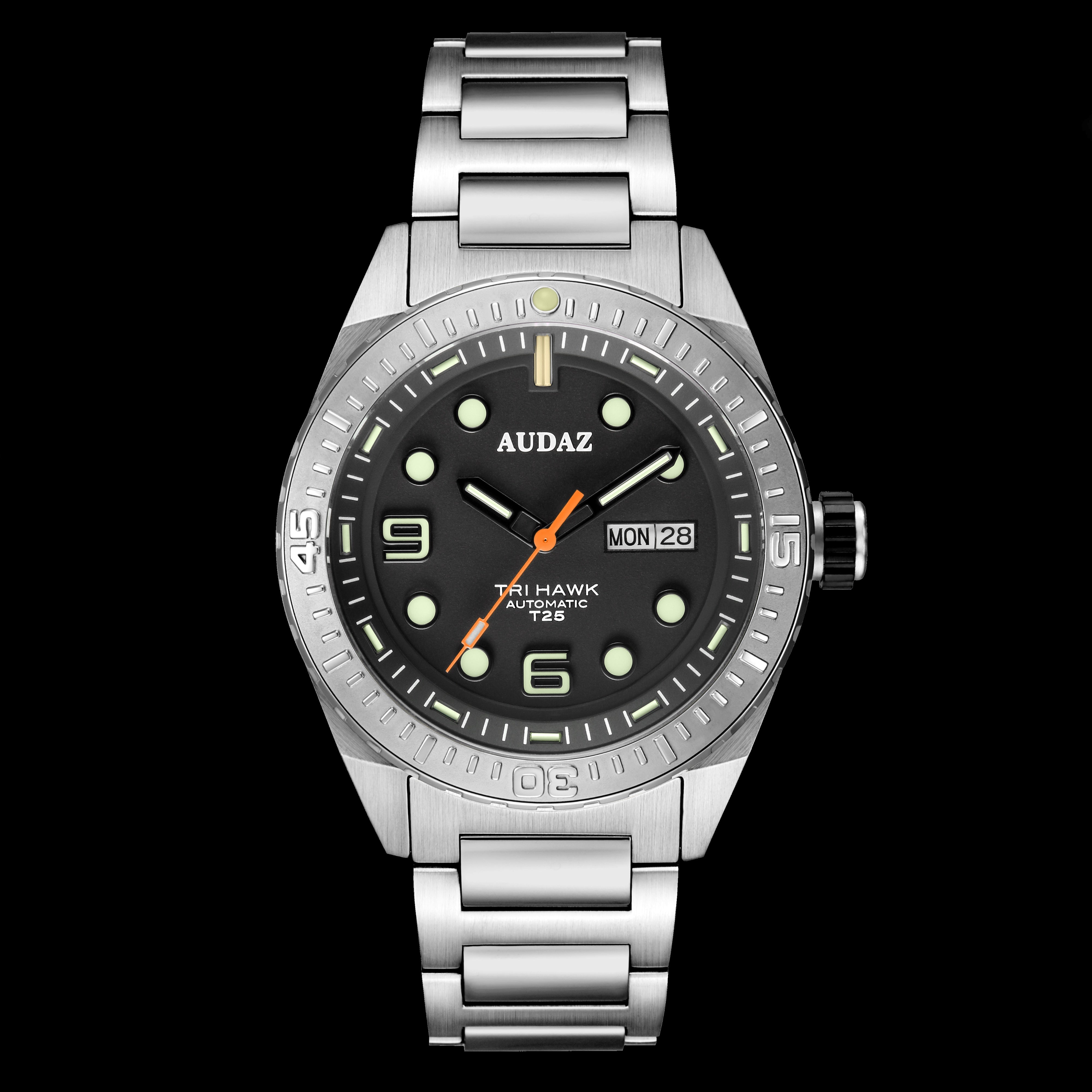 Tri-Hawk Dive Watches - Tritium Lume Watches Tubes Audaz with I Dials I Automatic